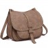 LT1727 - Miss Lulu Suede Effect Cross Body Saddle Bag Brown